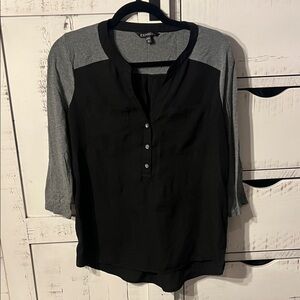 Express Two-Tone Black and Gray Blouse